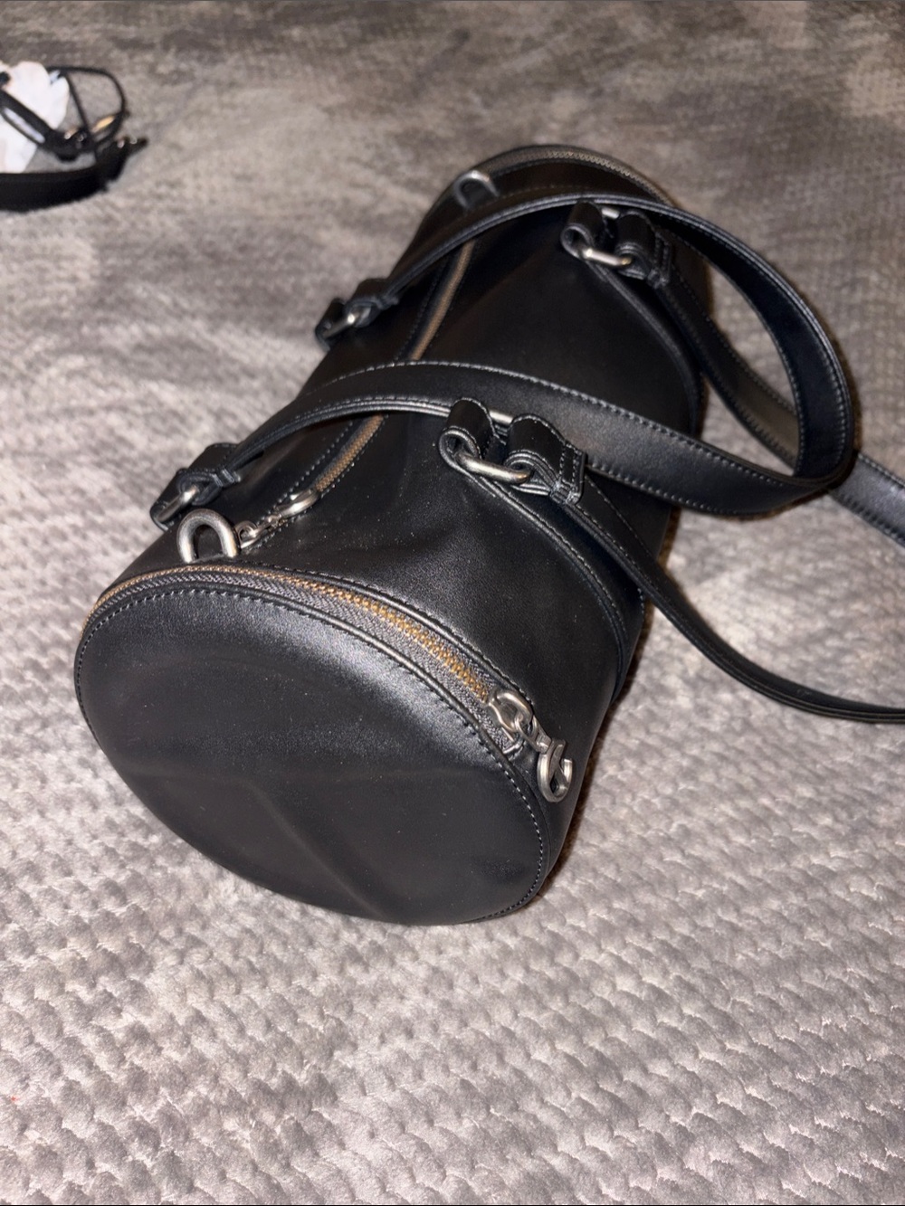 Telfar Black Leather Cylinder Shoulder Bag w/ dust bag - Picture 2 of 8